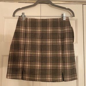 Women’s Plaid Double Slit Mini Skirt